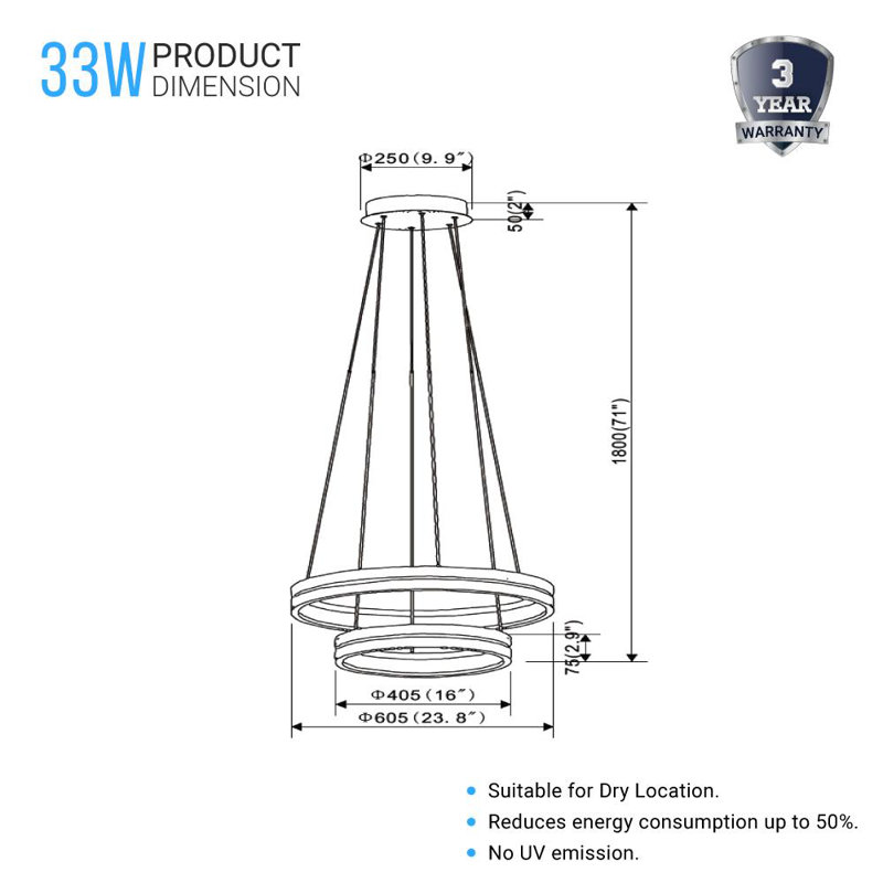 Adwita 2 - Light Dimmable LED Drum Chandelier