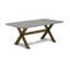 Ensemble de mobilier de salle à manger 7 pièces composé d'une table de salle à manger rectangulaire avec pieds en X et 6 chaises Parsons en lin beige clair, jacobin vieilli-267929775-267929770-207524968