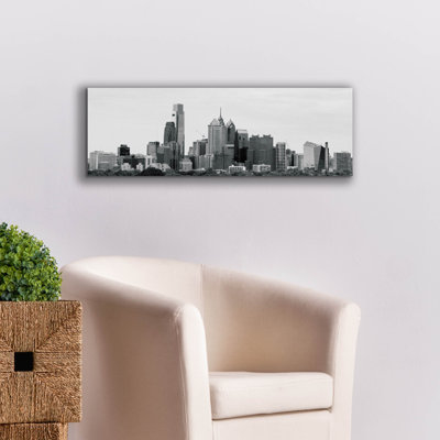 'Philly Panorama B&w' by Erin Clark Canvas Wall Art