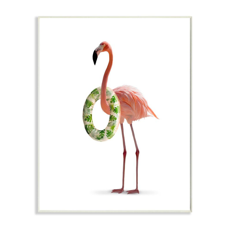 «Flamingo Ring Toss Pool» par Daphne Polselli - impression d'art graphique, H 19 po x l 13 po, Plaque murale