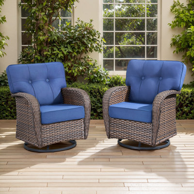 Agnes Outdoor Swivel Rocker Glider Chairs With T-Back Cushions (Set Of 2) by Lark Manor