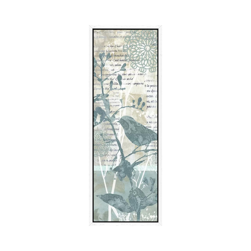 Winter Birds II by Carol Robinson - Panoramic Print on Canvas, White Framed, 30.48 cm H x 91.44 cm W