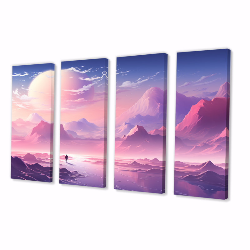 «Space Dreamscape Roseat Sky I», art mural sur toile 4 pièces, H 28 po x l 48 po