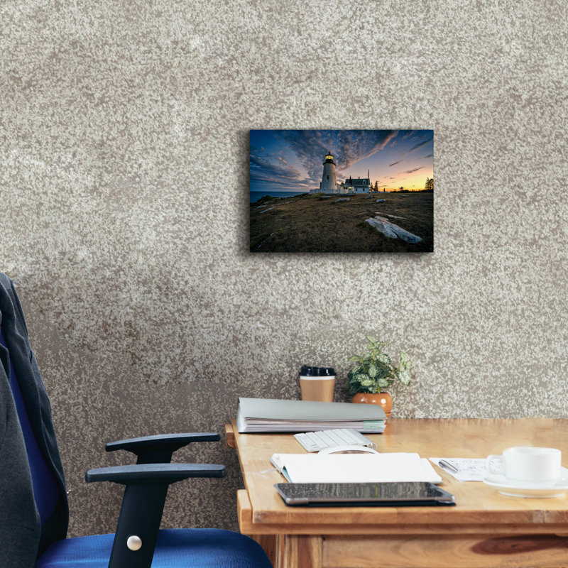 «Twilight At Pemaquid Point» par Rick Berk, art mural sur toile, H 12 po x l 18 po x P 0,75 po