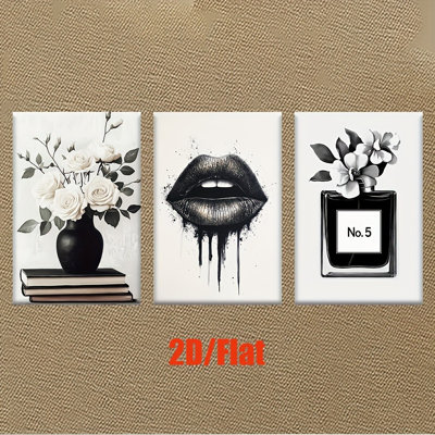 Chic Luxury Black White 3-Piece Canvas Print - Stylish Living Space