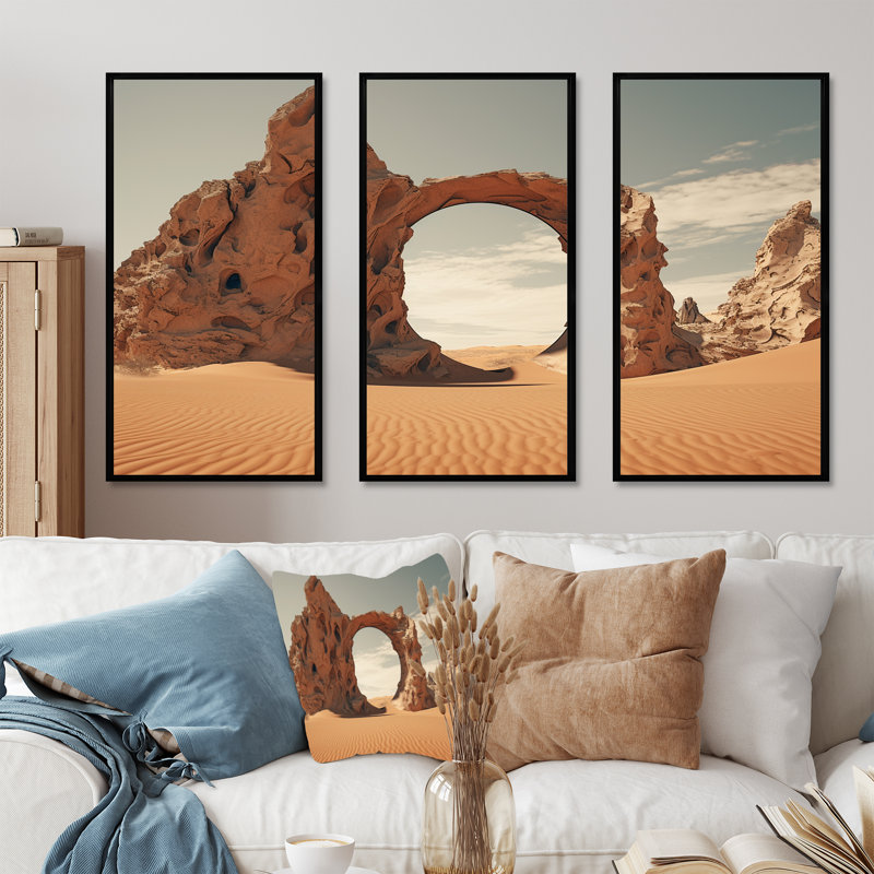 Porte à l'espace, paysage surréel III - surréalisme, art mural, Cadre flottant noir, H 32 po x l 48 po