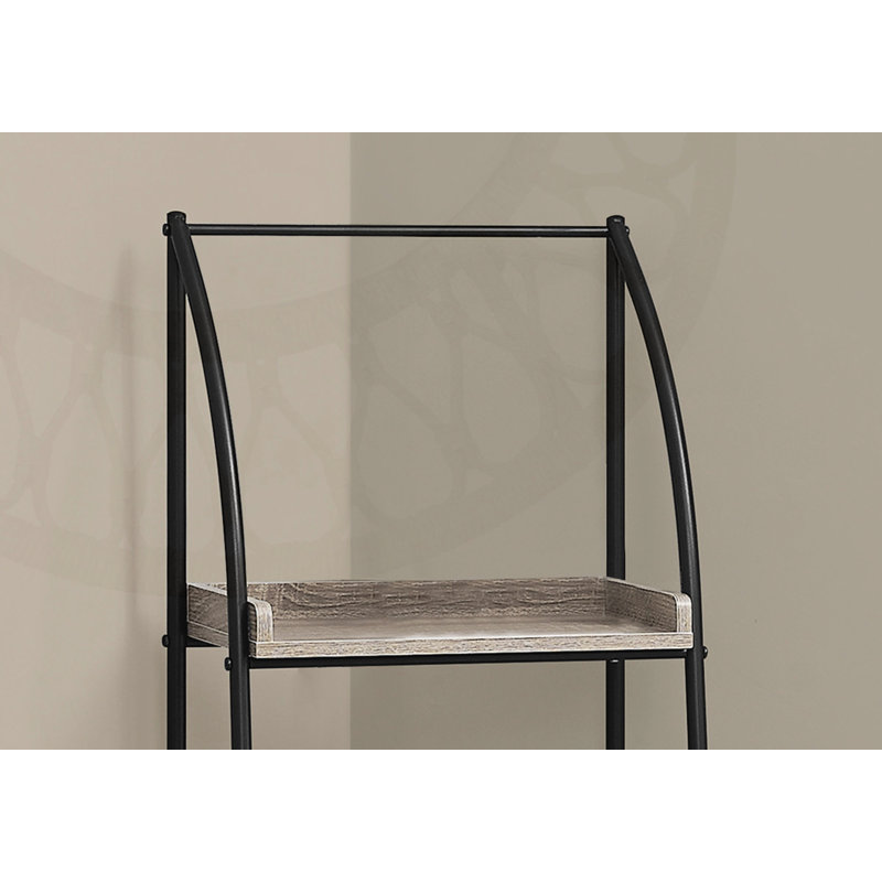 Étagère d'angle moderne à 3 niveaux avec structure en métal noir, idéale pour les petits espaces et les décors contemporains.