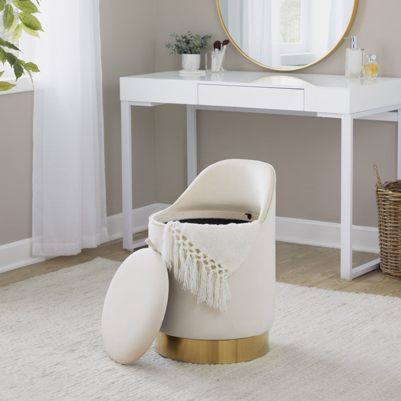 Tabouret de coiffeuse 18 po Callum, Crème, crème