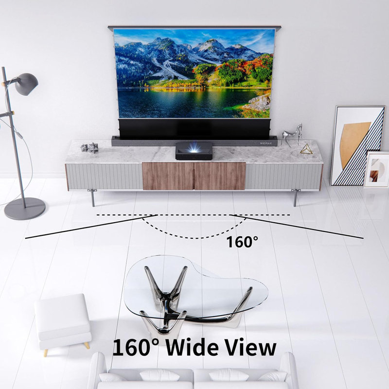 WEMAX 100" Electric Motorized Floor Rising Projection Screen, ALR Screen For UST Projector, 4K 16:9 Active 3D Ready, Compatible with Alexa)