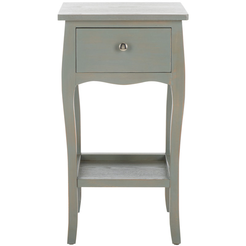 Radikha Solid Wood End Table with Storage, French Gray