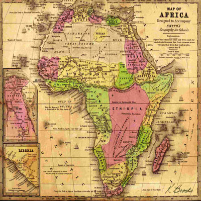 Carte de l'Afrique, impression sur toile tendue