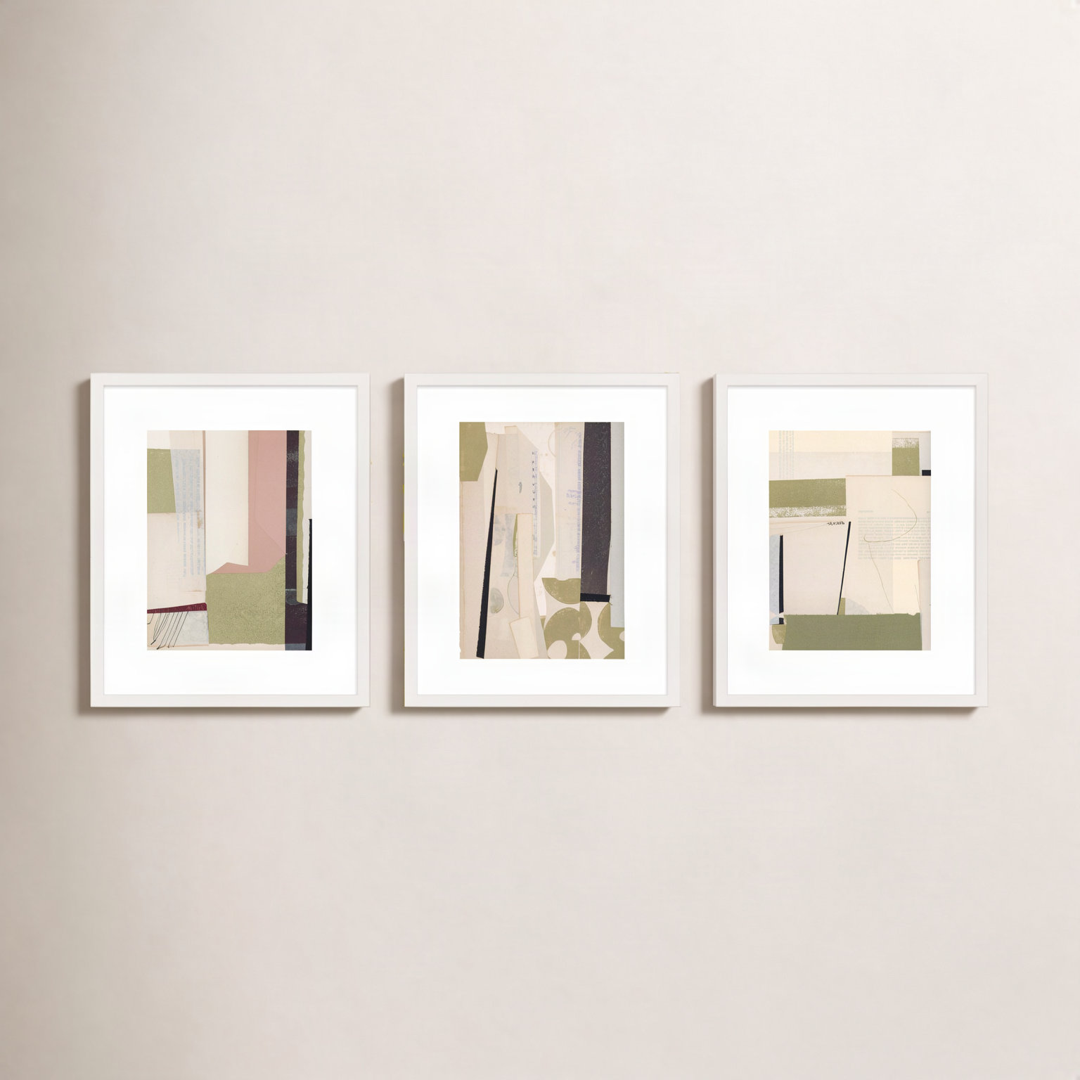 Again in Green 3-Piece Print Set, 25" H x 20" W, White
