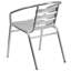 Chaise empilable commerciale en aluminium pour l'intérieur et l'extérieur avec dossier à trois lattes et accoudoirs