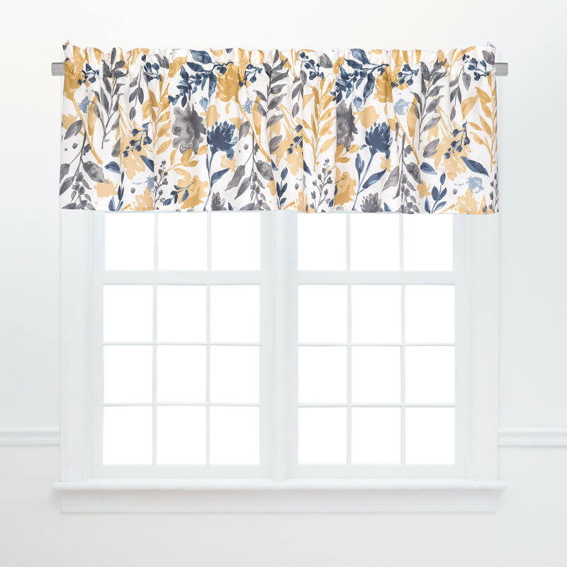 Natural Cotton Yellow and Blue Floral Valance Set