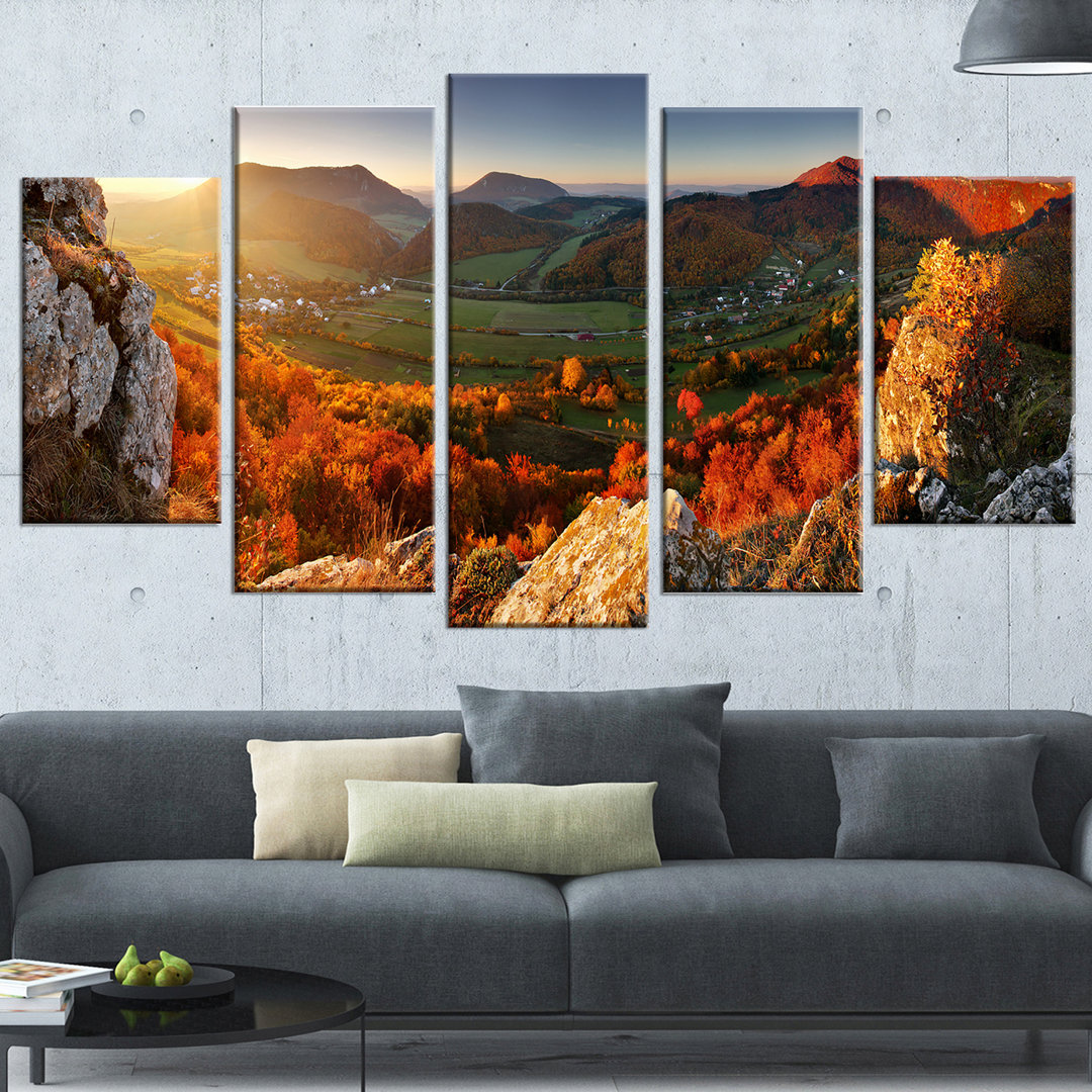 " Autumn Mountains Panorama " 5 - Pieces Design Art