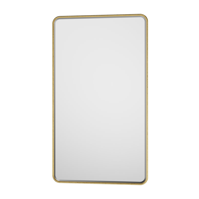 Miroir de salle de bain biseauté avec cadre en aluminium, miroir décoratif mural, verre trempé, 36 po x 24 po, Nickel brossé