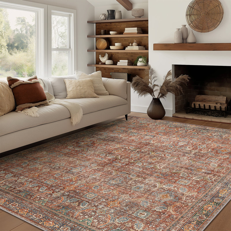 Bungalow Rose Vintage Machine Washable Performance Area Rug & Reviews ...