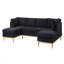 Canapé modulaire en U double de 124 po de largeur avec méridienne noire Sherpa