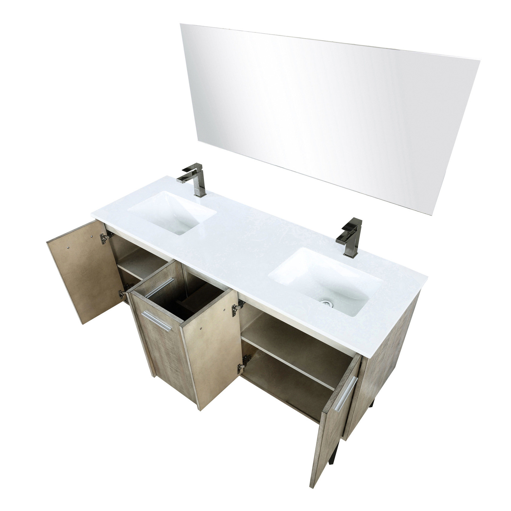 Hokku Designs Rustic 60 In. Double Bath Vanity, Marble Countertop