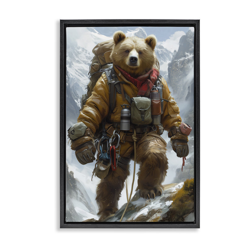 «Mountain Mountain Bear», toile flottante encadrée noire par Ray Heere, H 25 po x l 17 po, Cadre flottant noir de jais