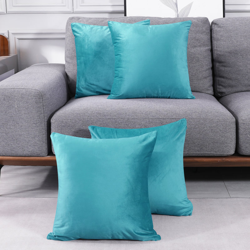Decorative Throw Soft Linen Cushion Covers Pillow Covers (Set of 4), Square 26", Turquoise
