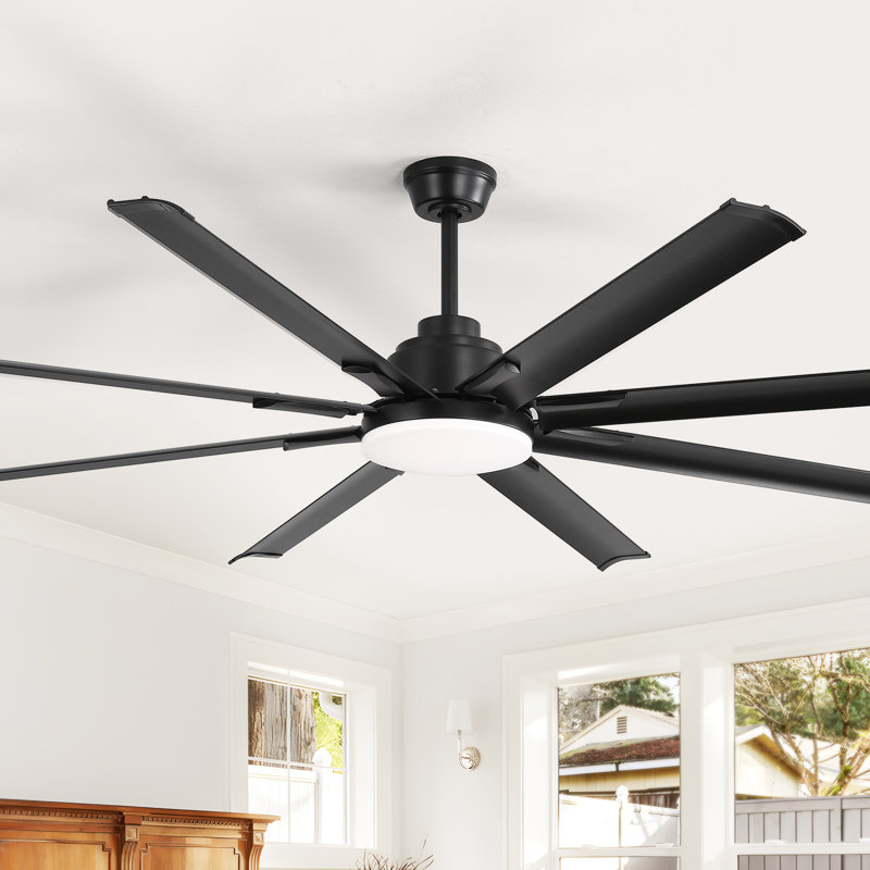 Brixham 8 Aluminum Blades Modern Classic Smart Large Ceiling Fan With Light And Control And App Function, 72" W