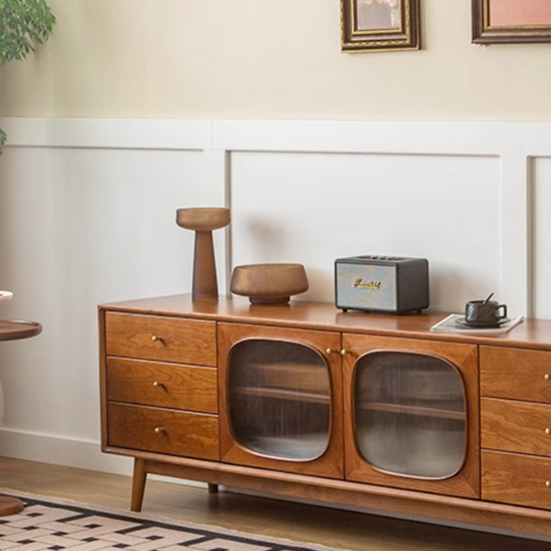 Retro style solid wood design sense TV cabinet