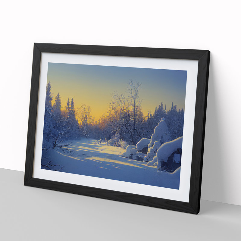 XH1022-10186X Winter Forest Landscape Vol.2 - Single Picture Frame Print, Black, 25cm H x 34cm W x 2cm D