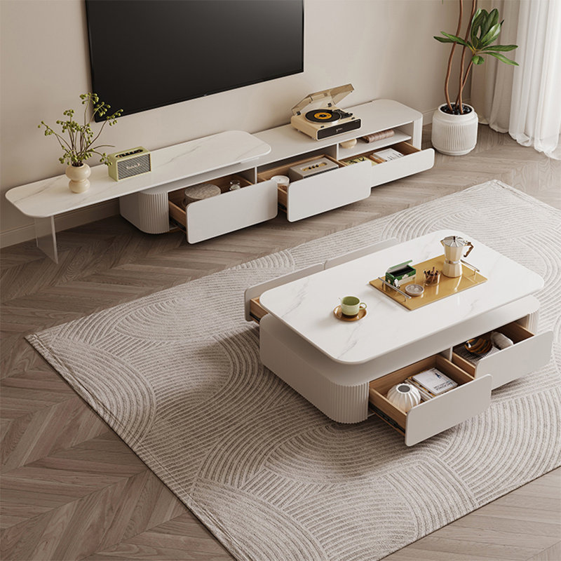 Meuble télé de style crème avec table basse