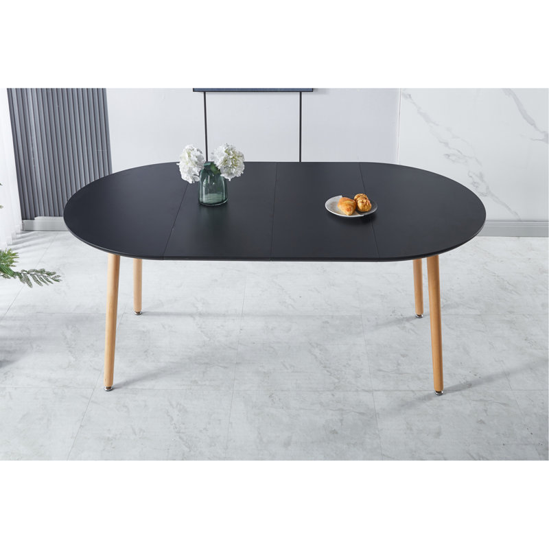 Extensible Table,DINING TABLE,OFFICE TABLE,COFFEE TABLE,Wood Leg,MDF Top,100/140/180X100x75cm,Black Color, Black