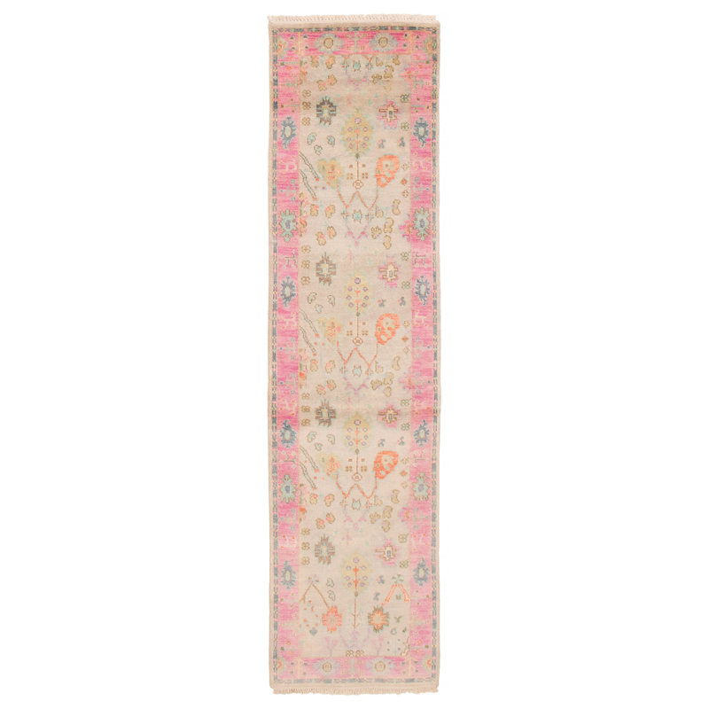 Tapis moderne kaki clair 2 pi 5 po x 10 pi 0 po Oushak