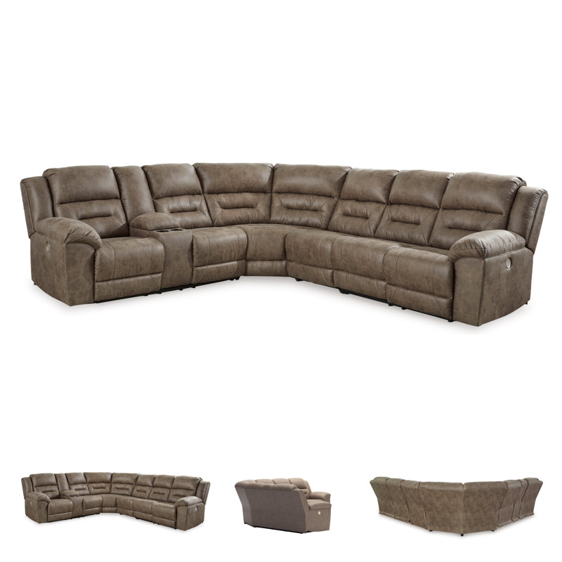 Canapé modulaire en cuir 4 pièces Jaydene, Accoudoir à gauche (vu de face)