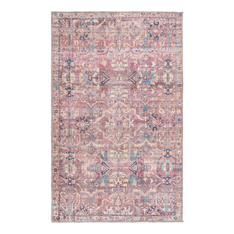 Tapis rose tissé à la machine Gwaltney, Rectangle 3 pi 3 po x 5 pi 3 po