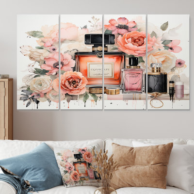 Pink Fragrant Impressions Perfumes - Perfumes 4 Piece Wall Art