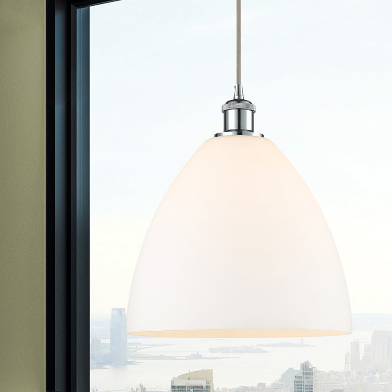 Haruka 1 - Light Single Pendant, 14.75" H x 12" W x 12" D, White, Polished Chrome
