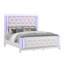 Grand lit en blanc laiteux, style moderne avec tête de lit et cristal lumineux pour lit de chambre à coucher, séduction blanche