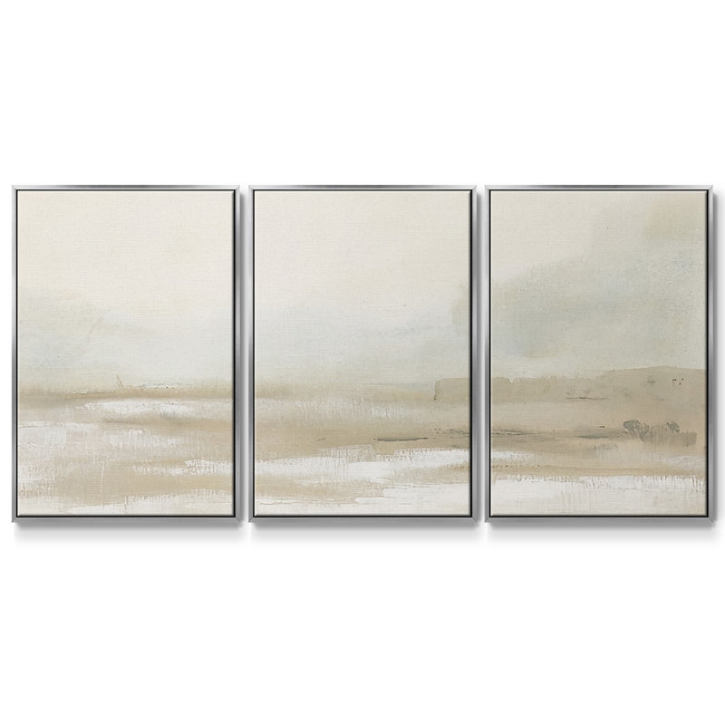 Neutre brume Mesa I - Toile encadrée multi-pièces, H 24 po x l 48 po x P 2 po, Argent