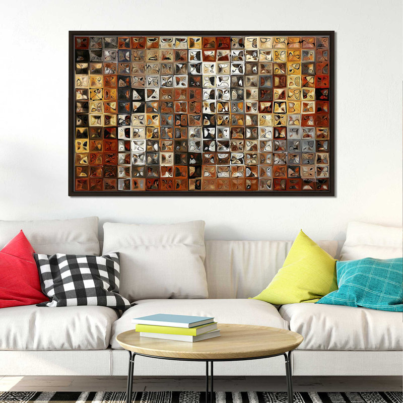 «Tile Art # 1 2013», reproduction d'impression sur toile encadrée, H 27,5 po x l 43,5 po x P 2 po, Cadre flottant espresso