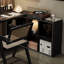 Bureau rectangulaire en bois massif noir-87262637