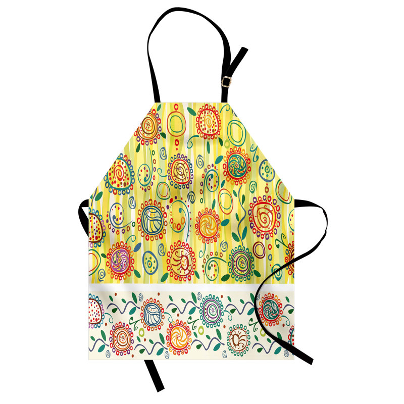 Multicolore East Urban Home, tablier coloré unisexe, cercles abstraits verdâtres, taille adulte