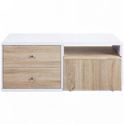 Table basse à plateau en bois ultrabrillant avec base en bois