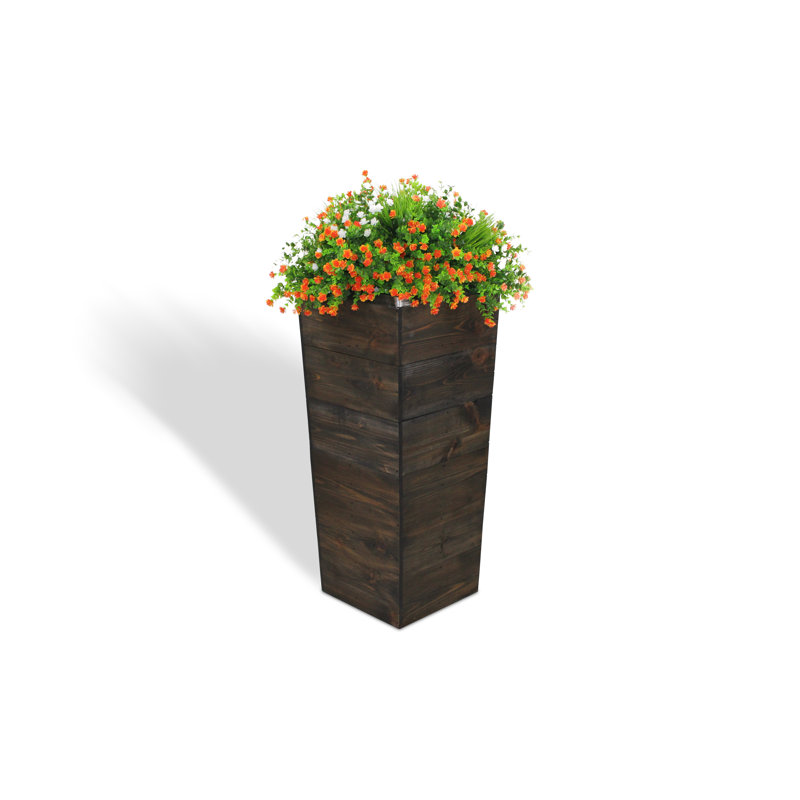 Ullrich Handmade Wood Pot Planter, Black Wash