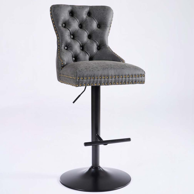 Ensemble de tabourets de bar rembourrés Adjusatble, Noir, noir, noir, noir, Gris foncé