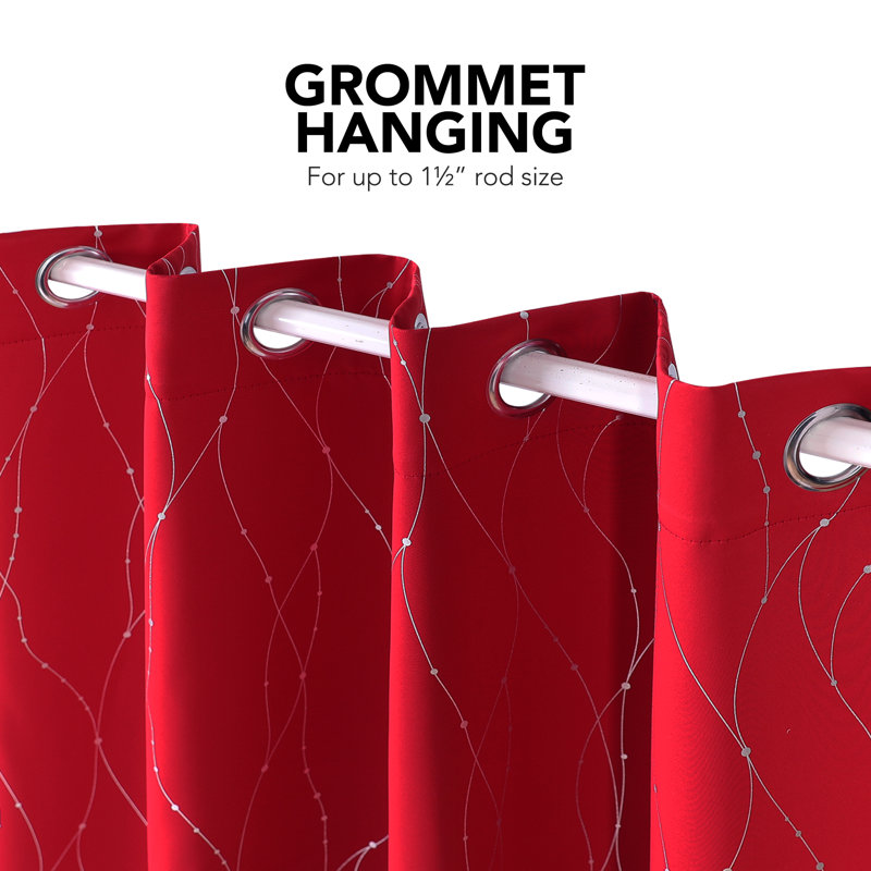Room Darkening Curtain Pair, 38" W x 63" L, Red