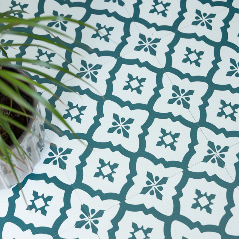 Comet Teal 30.48 x 30.48cm Self-adhesive Vinyl Floor Tiles Pack 10 (0.93sqm)