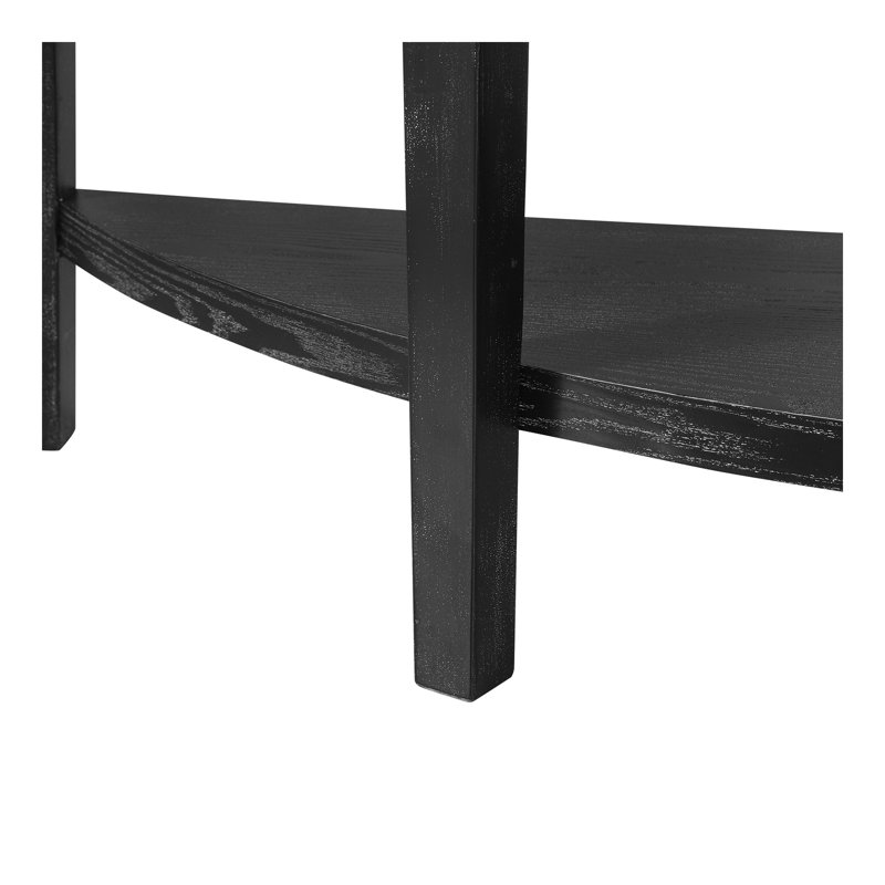 Élégante table d'entrée en demi-lune de 55 po Mirod avec placage en bois et tablette ouverte - une pièce décorative raffinée pour les couloirs ou les vestibules