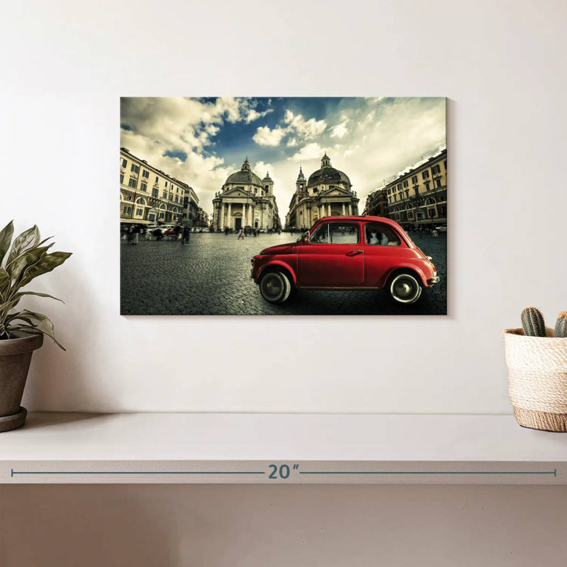 Voiture rouge Mehar Piazza Del Popolo, H 8 po x l 12 po