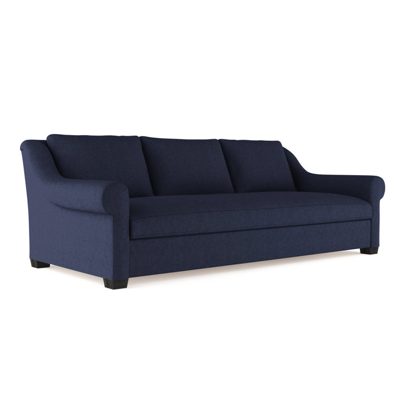 Thompson Rolled Slope-Arm Sofa, Plush Velvet Chocolate, 32" H x 84" W x 41" D, Ebony