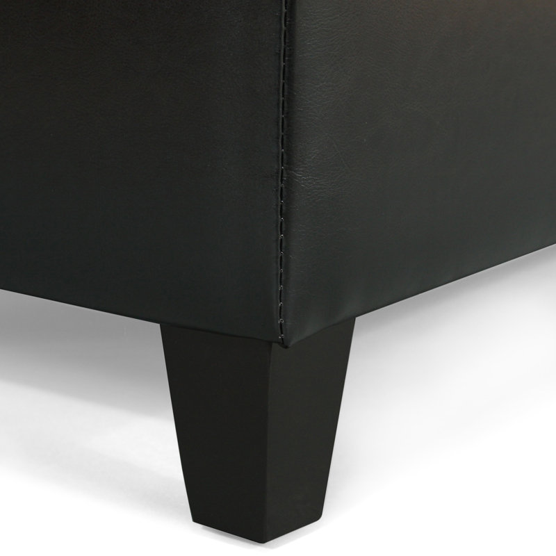 Banc de rangement rembourré en similicuir , Noir