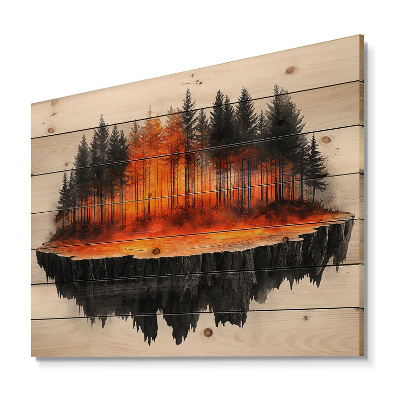 Forêt d'automne sur bois, diapositive Harmony III - Art mural bois de forêt - sur bois de pin naturel, H 10 po x l 20 po